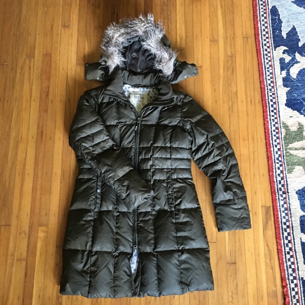 Olive Green Eddie Bauer Goose Down Parka Sz L
